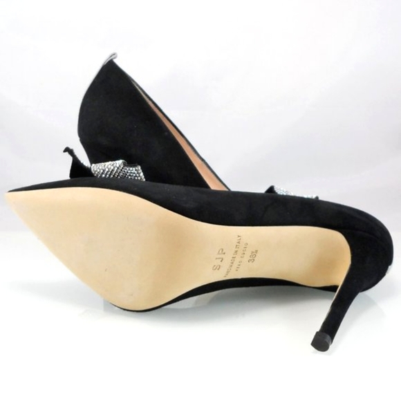 NIB$545 SJP by Sarah Jessica Parker Crystal-Embellished Bow Suede Pumps 38.5 8 - Picture 12 of 15